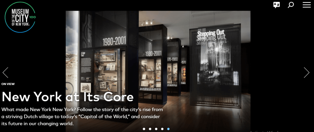 Homepage of the Museum of the City of New York website /
Link: https://www.mcny.org/