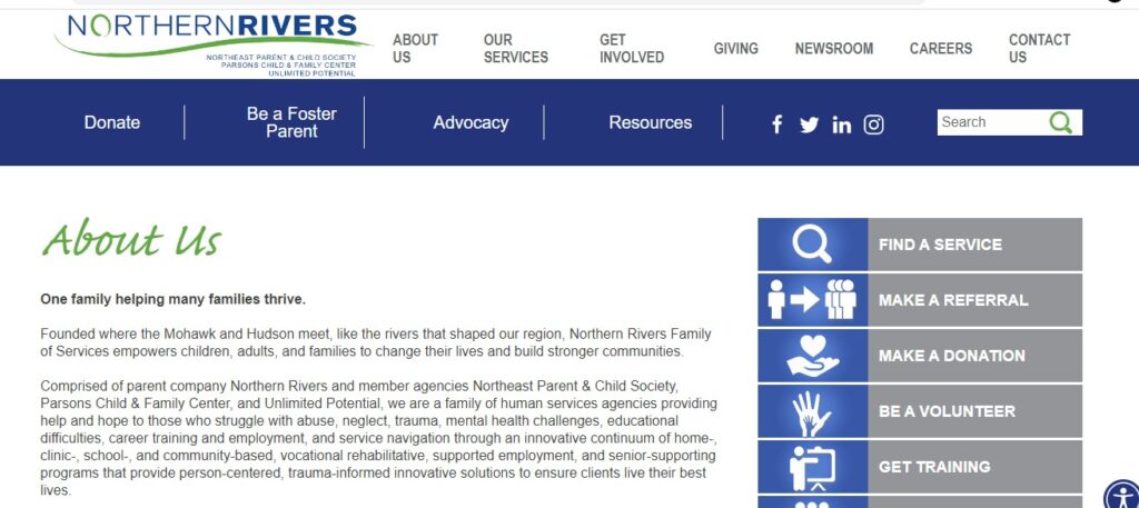 Homepage of Northern Rivers website
Link: https://www.northernrivers.org/about-us