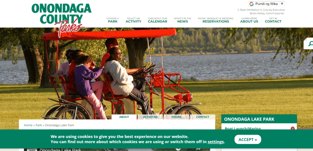 Homepage of the Onondaga Lake Park / onondagacountyparks.com