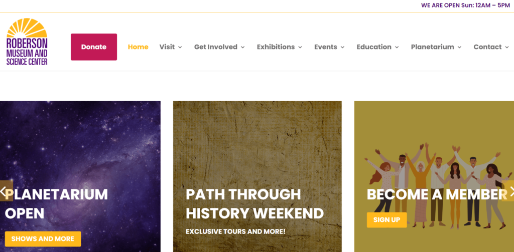 Homepage of the Roberson Museum and Science Center / roberson.org