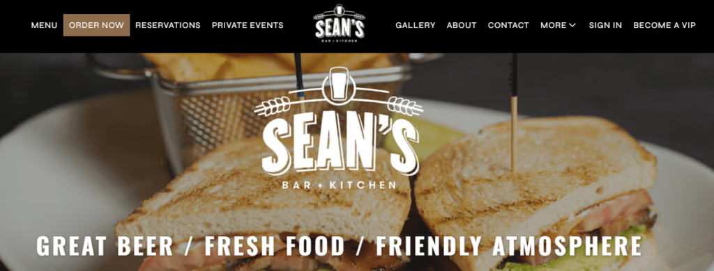Homepage of Sean's Bar and Kitchen website /
Link: https://www.seansbarandkitchen.com/
