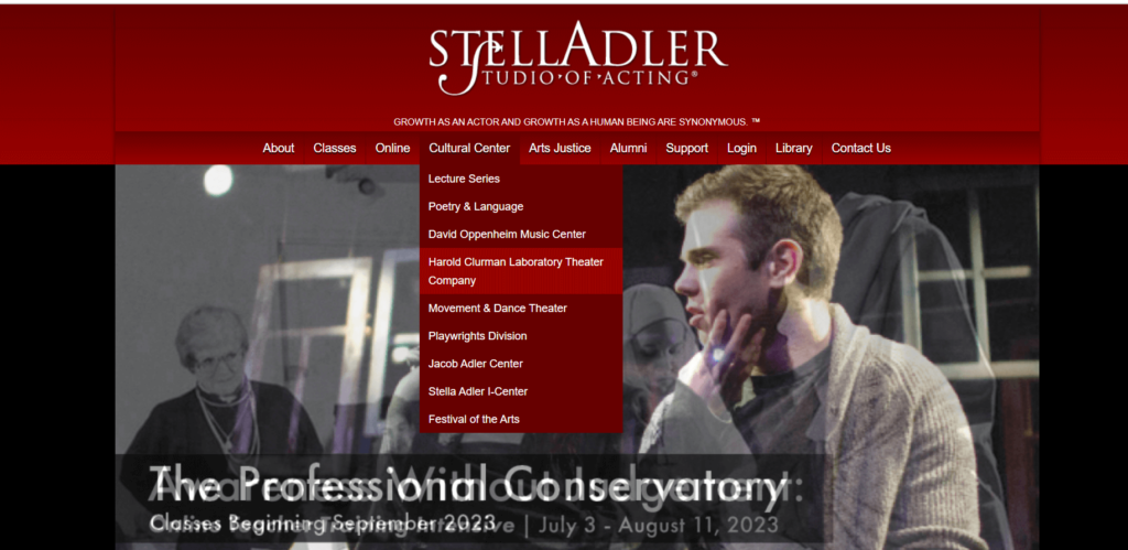 Homepage of the Stella Adler Studio of Acting / stellaadler.com