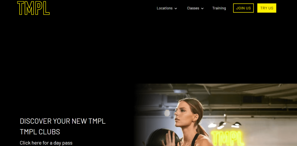 Homepage of the TMPL Gym / tmplclubs.com
