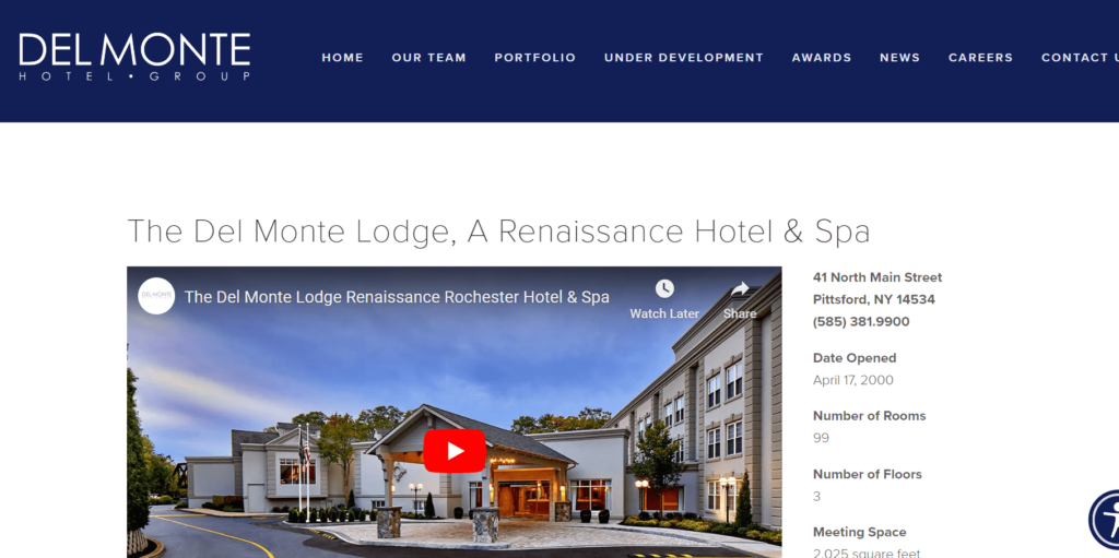 Homepage of The Del Monte Lodge Renaissance Rochester Hotel & Spa / delmontehotels.com
