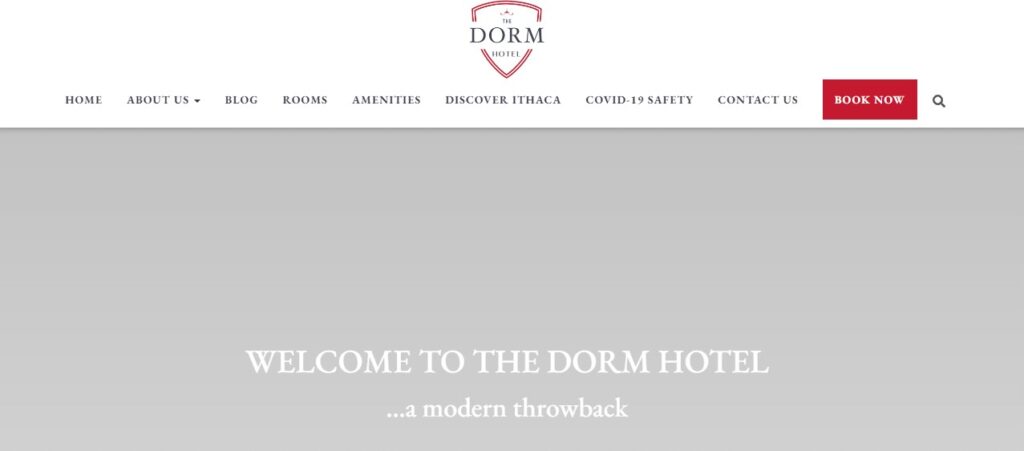 Homepage of The Dorm Hotel website
Link: https://thedormhotel.com/