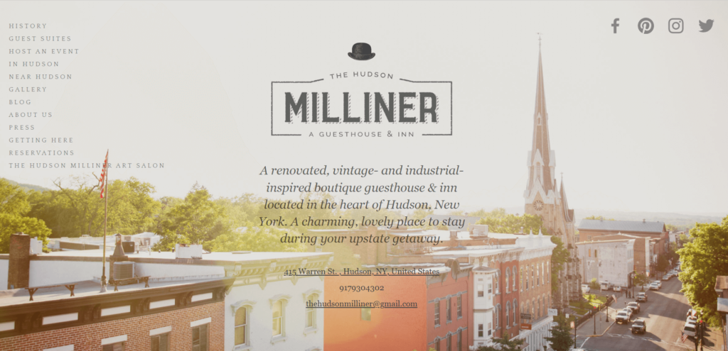 Homepage of the The Hudson Milliner Guesthouse / thehudsonmilliner.com