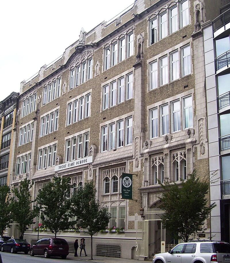 The Notre Dame School / Wikipedia / Beyond My Ken 
Link: https://en.wikipedia.org/wiki/Notre_Dame_School_(Manhattan)#/media/File:Notre_Dame_School_of_Manhattan.jpg