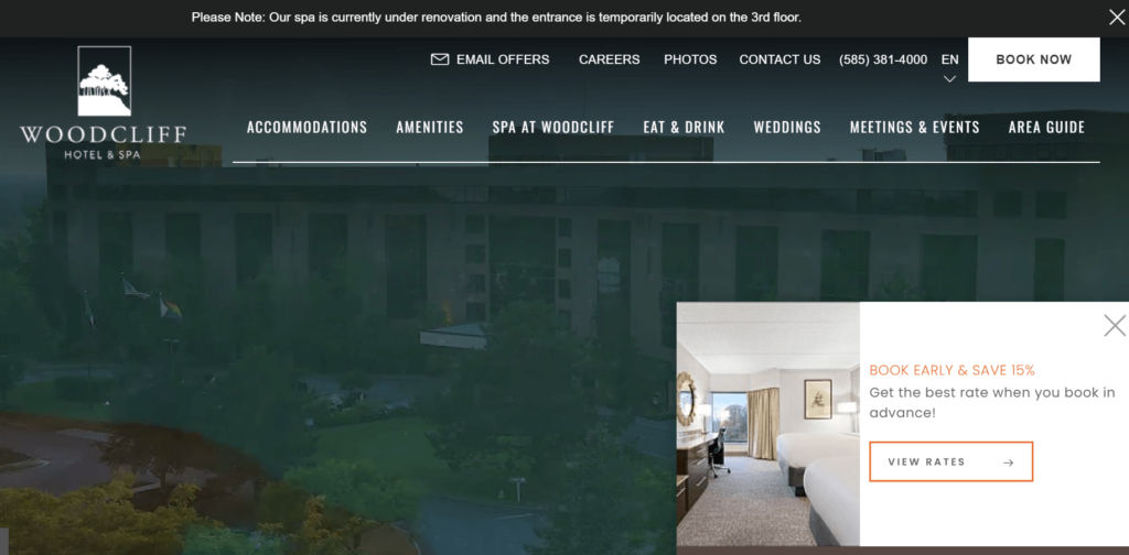 Homepage of The Woodcliff Hotel & Spa / woodcliffhotelspa.com