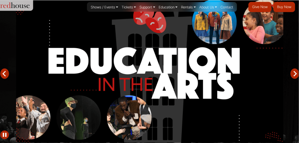 Homepage of the Redhouse Arts Center / theredhouse.org