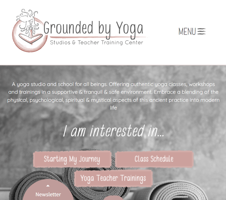 Homepage of the Grounded By Yoga / groundedbyyoga.com