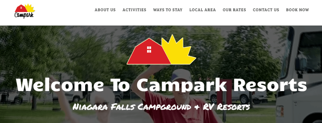 Homepage of the Campark Resorts and Campground website /
Link: https://campark.com/