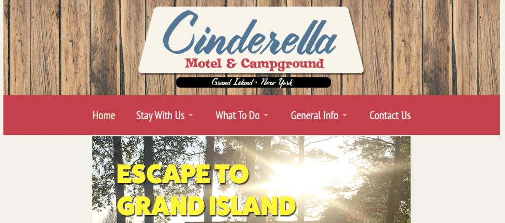 Homepage of the Cinderella Motel & Campground website /
Link: http://www.cinderellacampground.com/