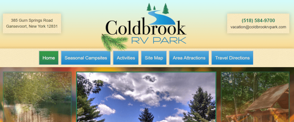 Homepage of the Coldbrook Resort Campground website /
Link: https://coldbrookrvpark.com/?coldbrookresortcampgrounds.com