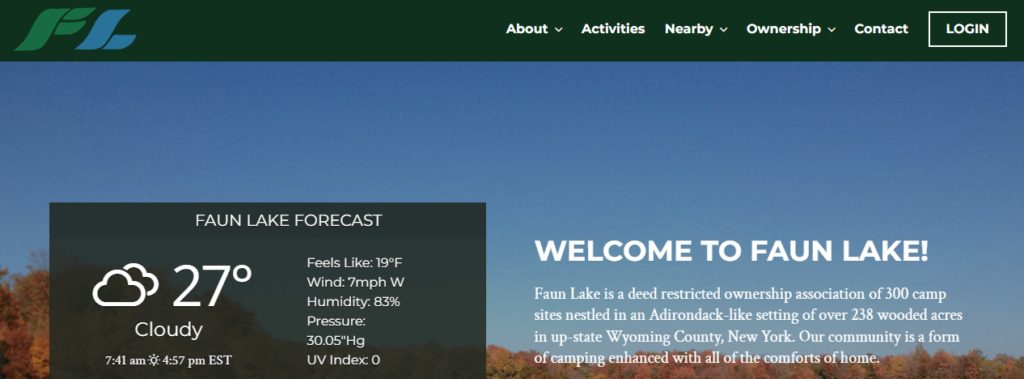 Homepage of the Faun Lake website /
Link: https://faunlake.com/