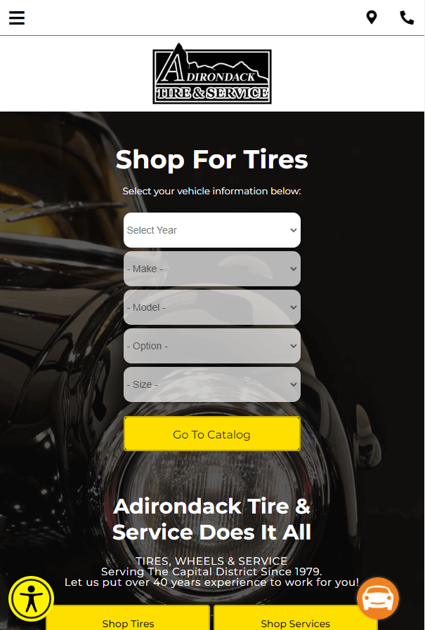 Homepage of Adirondack Tire & Service website / adirondacktire.com

Link: https://www.adirondacktire.com/