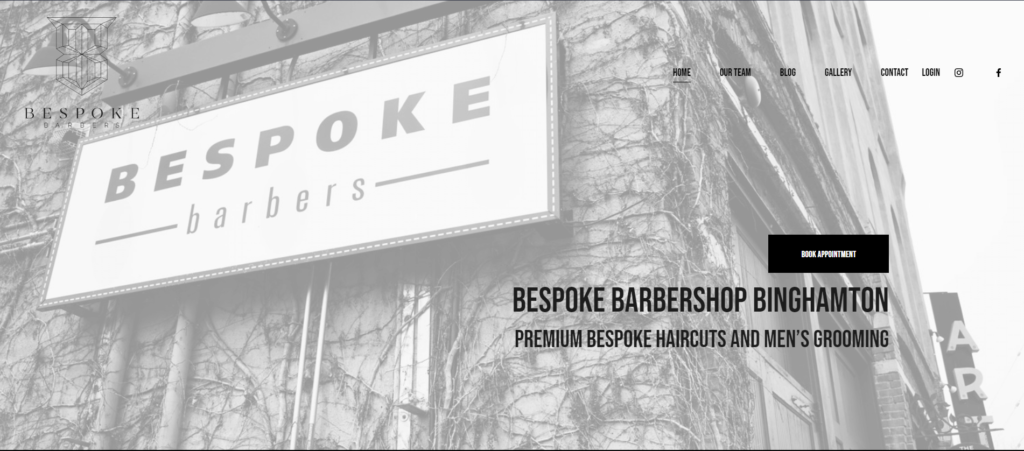 Homepage of Bespoke Barbershop Binghamton website  / bespokexbarbers.com

Link: https://www.bespokexbarbers.com/