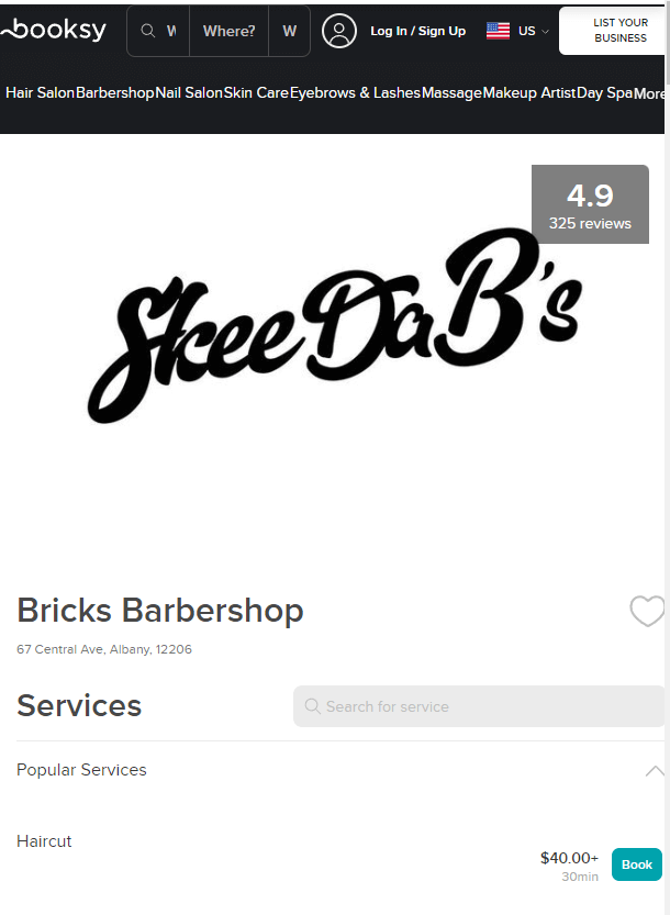 Homepage of Bricks Barber Shop website / booksy.com

Link: https://booksy.com/en-us/31962_bricks-barbershop_barber-shop_29341_albany
