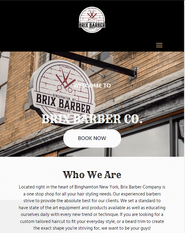 Homepage of Brix Barber Co. website / brixbarberco.com

Link: https://brixbarberco.com/