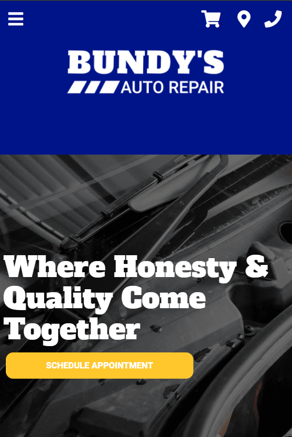 Homepage of Bundy's Tire & Automotive website / bundystireandauto.com

Link: https://www.bundystireandauto.com/