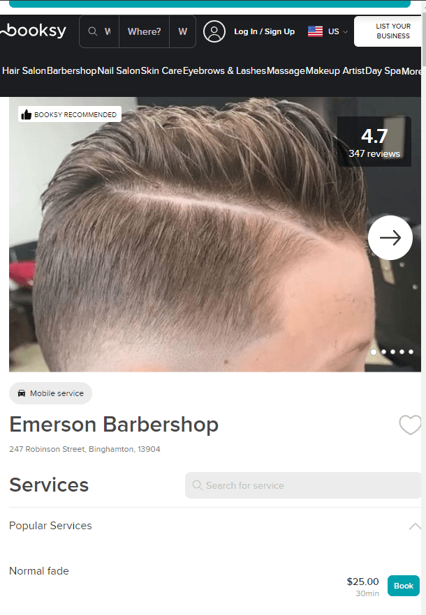 Homepage of Emerson Barber Shop website / booksy.com

Link: https://booksy.com/en-us/79548_emerson-barbershop_barber-shop_29400_binghamton?do=invite&_branch_match_id=1202587981620687996&_branch_referrer=H4sIAAAAAAAAA8soKSkottLXT07J0UvKz88urtRLzs%2FVT84LCPSIiAhNz0sCADUicE8iAAAA