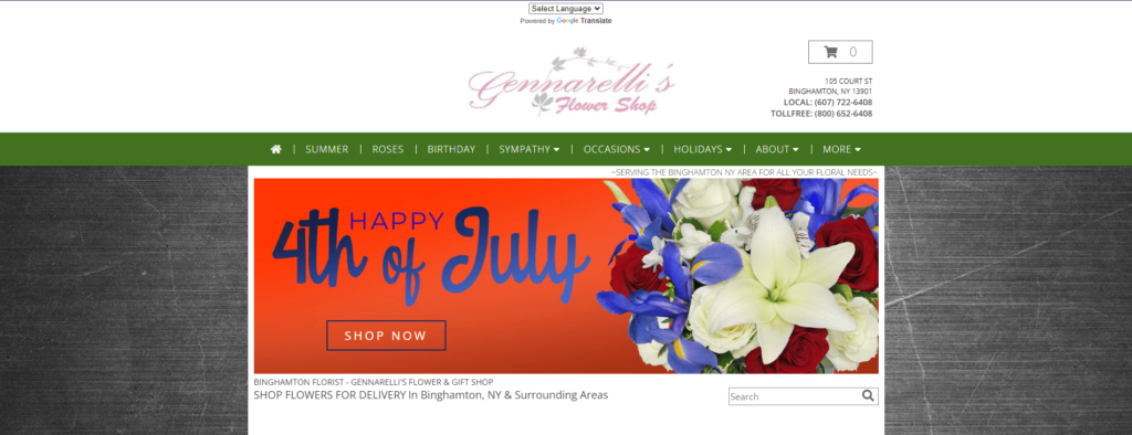 Homepage of Gennarelli's Flower Shop website / gennarellisflowershop.com

Link: https://www.gennarellisflowershop.com/
