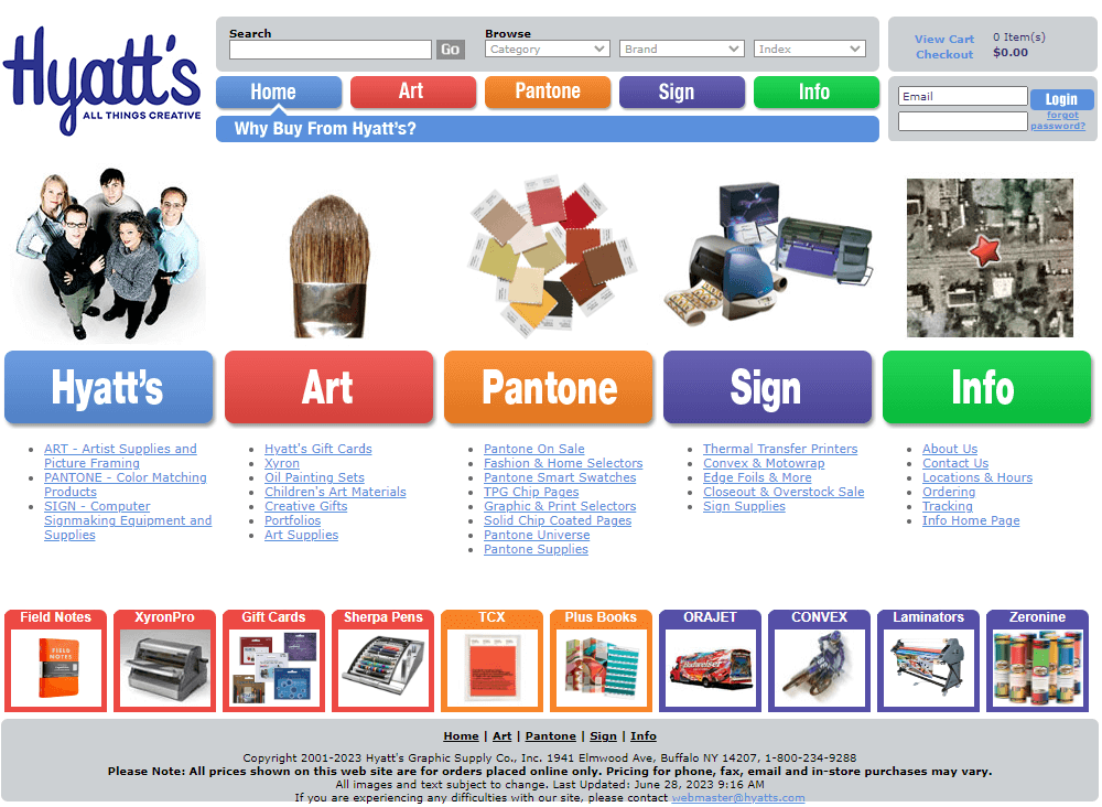 Homepage of Hyatt's All Things Creative website / hyatts.com

Link: https://www.hyatts.com/