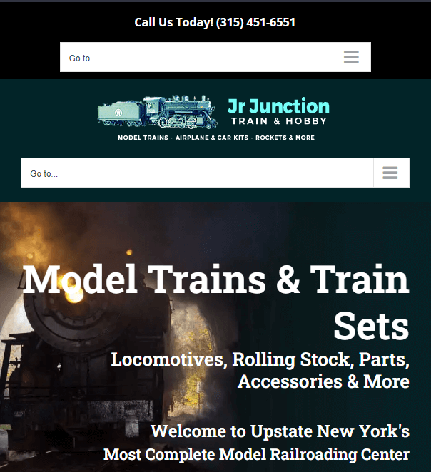 Homepage of Jr Junction Train and Hobby website / jrjunction.com

Link: https://jrjunction.com/