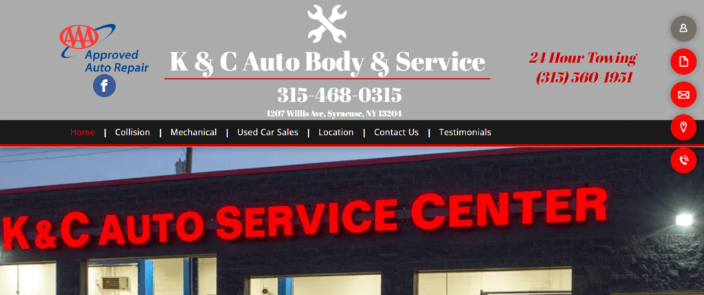 Homepage of K & C Auto Body & Service Center website / kandcautoservice.com


Link: https://www.kandcautoservice.com/
