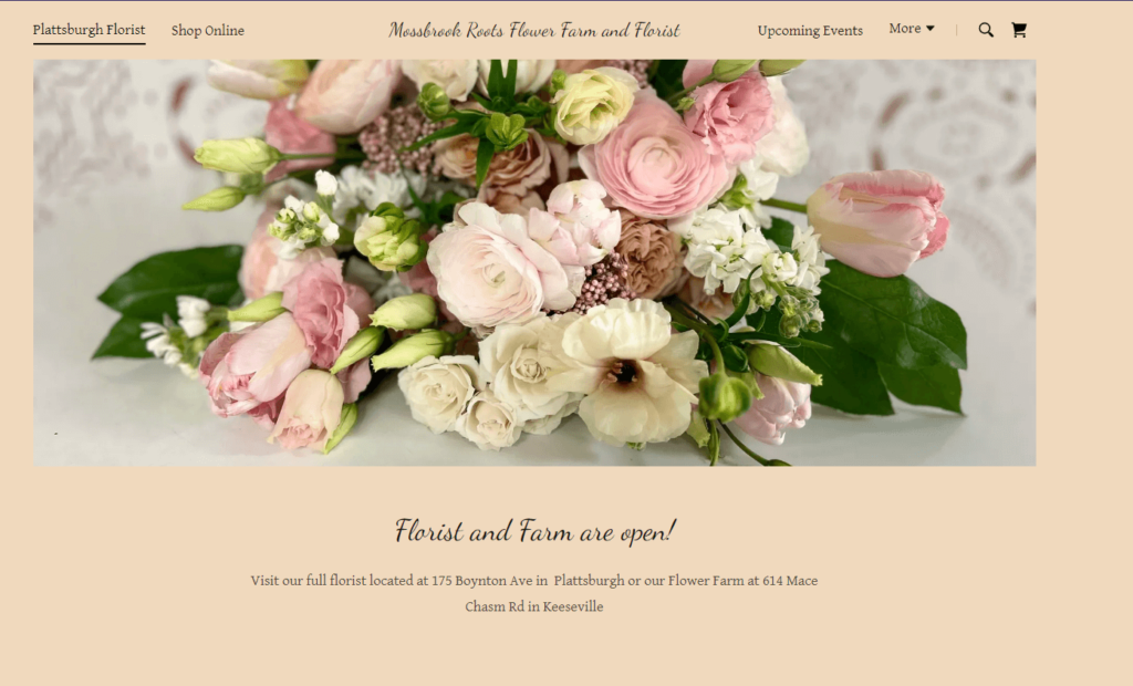Homepage of Mossbrook Roots Florist website / mossbrookroots.com

Link: https://mossbrookroots.com/
