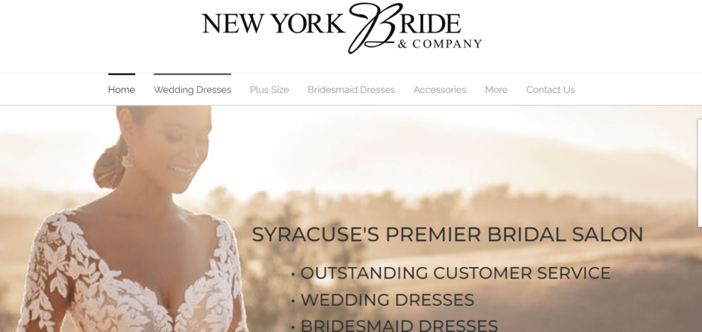 Homepage of New York Bride & Co. website / syracusenybride.com

Link: https://syracusenybride.com/
