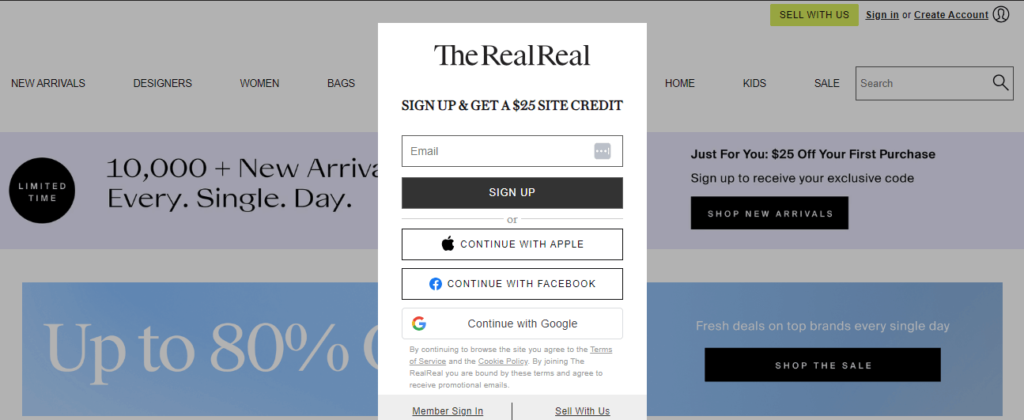 Homepage of The RealReal website / therealreal.com

Link: https://www.therealreal.com/

