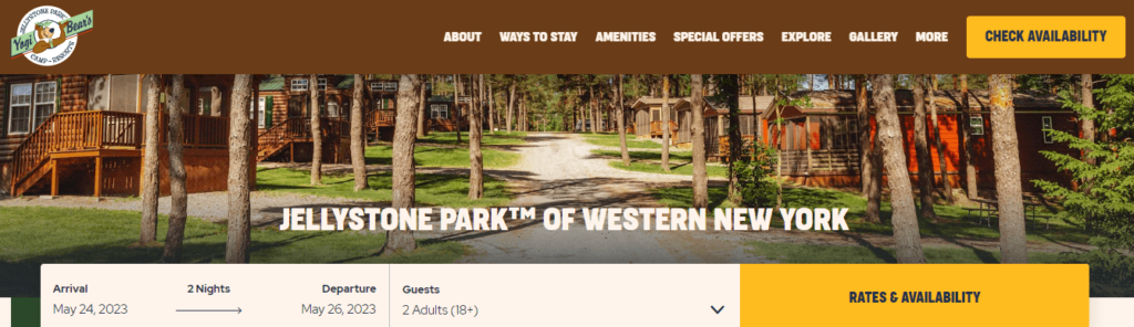 Homepage of the Jellystone Park of Western New York website /
Link: https://www.sunoutdoors.com/new-york/jellystone-park-western-new-york