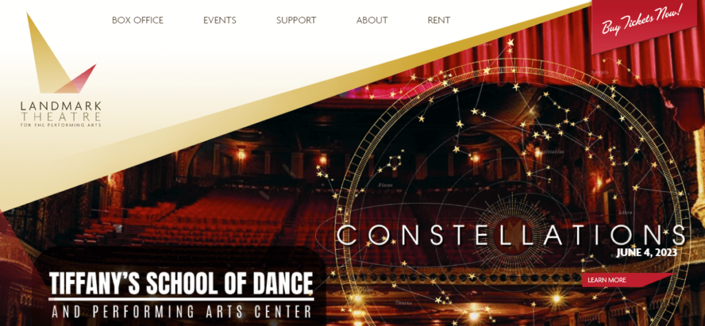 Homepage of the Landmark Theatre website /
Link: https://landmarktheatre.org/