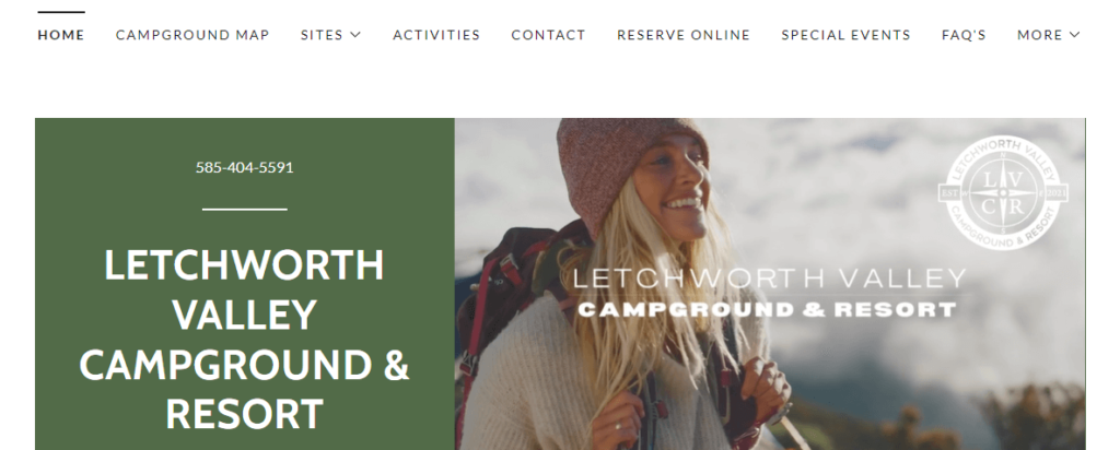 Homepage of the Letchworth Valley Campgrounds & Resort website /
Link: https://letchworthvalleycamping.com/