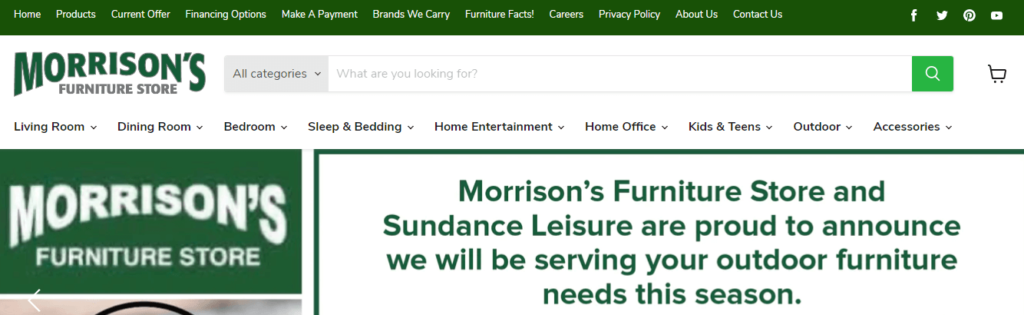 Homepage of the Morrison's Furniture Store website /
Link: https://www.morrisonsfurniture.com/