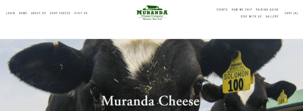 Homepage of the Muranda Cheese Company website /
Link: https://www.murandacheese.com/