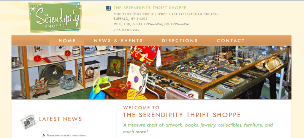Homepage of the Serendipity Shoppe website /
Link: http://buffaloserendipityshoppe.com/