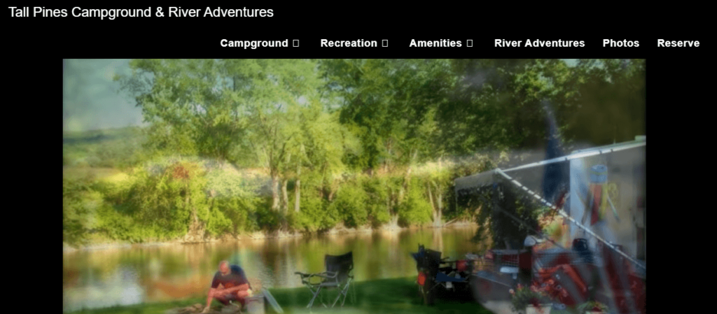 Homepage of the Tall Pines Campground, Canoeing & Country Store website /
Link: https://tallpinescampgroundny.com/