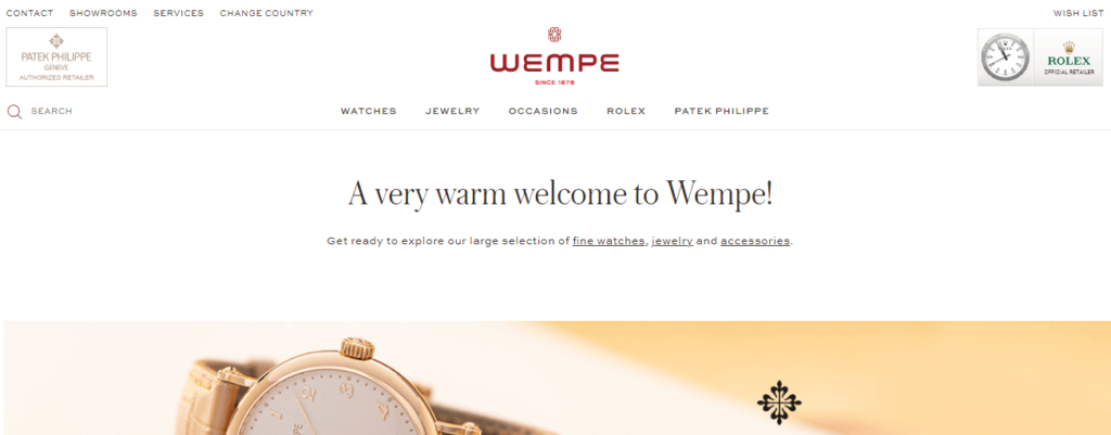 Homepage of the Wempe Jewelers website /
Link: https://www.wempe.com/en-int/