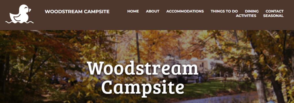 Homepage of the Woodstream Campsite website /
Link: https://www.woodstreamcampsite.com/