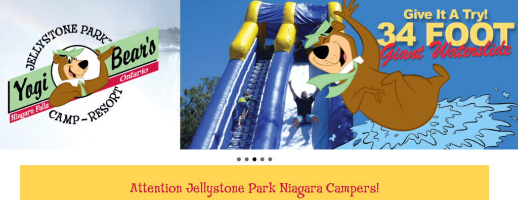 Homepage of the Yogi Bear's Jellystone Park website /
Link: https://jellystoneniagara.ca/